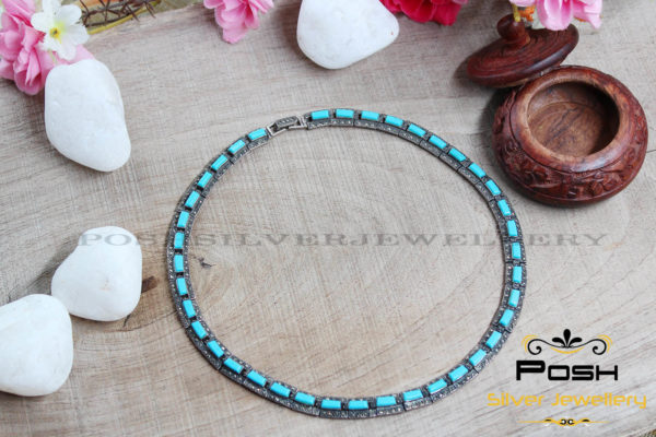 NECKLACE - MARCASITE - TURQUOISE