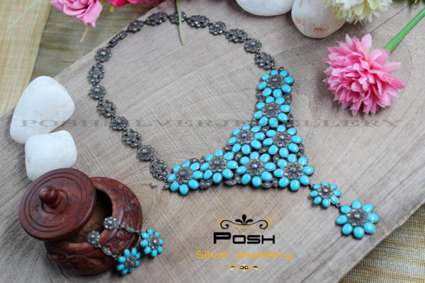 NECKLACE SET - MARCASITE - TURQUOISE