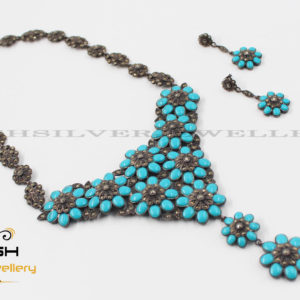 NECKLACE SET - MARCASITE - TURQUOISE