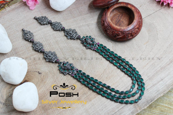 NECKLACE - THREE LINE - OXIDIZE