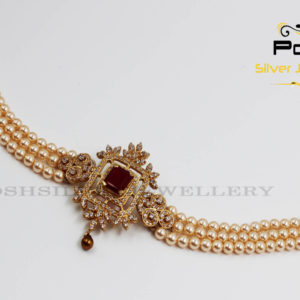 CHOKER - PEARL & CZ STONE